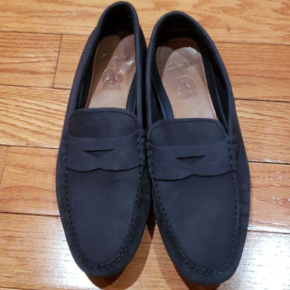 Clarks blue suede driver shoes NWOB size 13